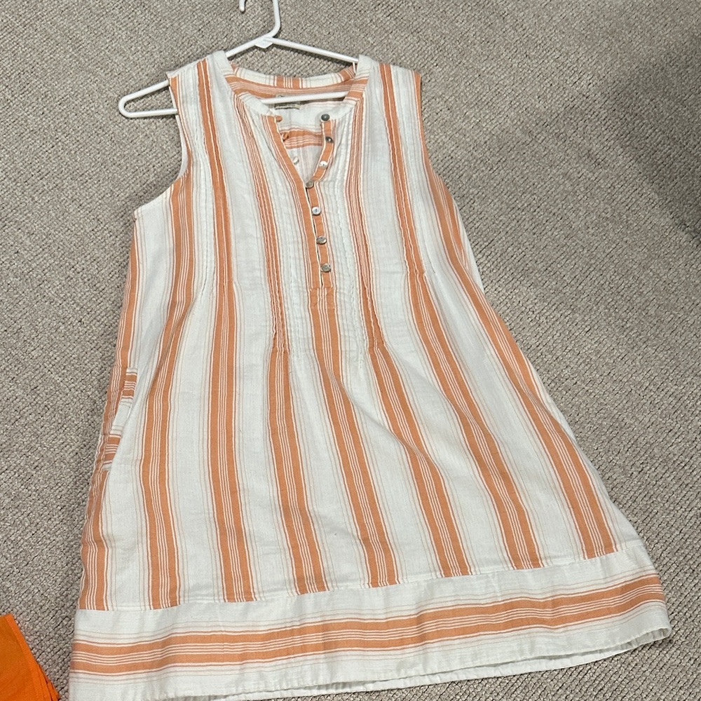 Faherty Orange and White Striped Mini Dress